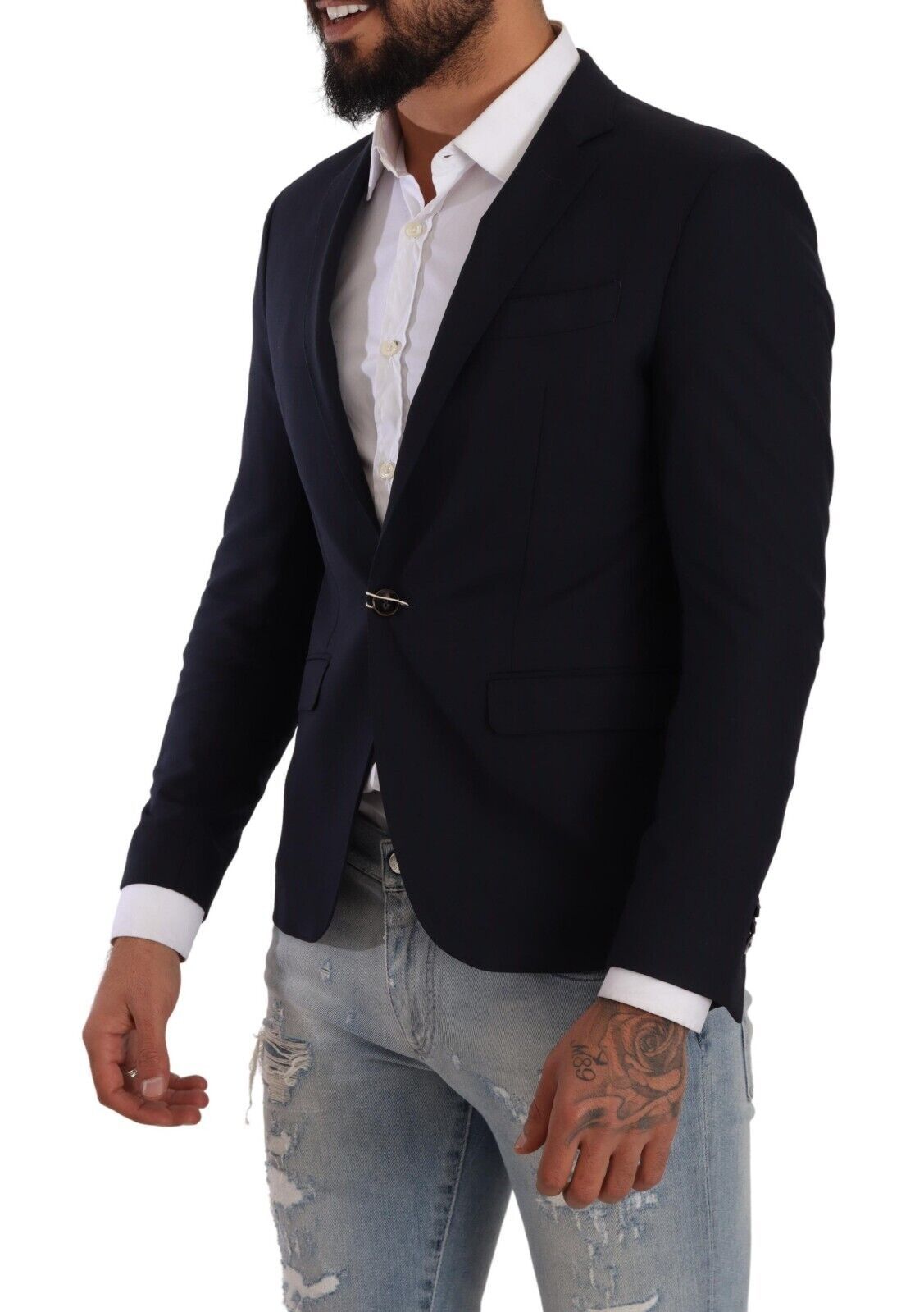 Elegant Slim Fit Dark Blue Blazer