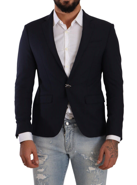 Elegant Slim Fit Dark Blue Blazer