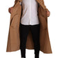 Opulent Beige Shearling-Collar Overcoat