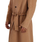 Opulent Beige Shearling-Collar Overcoat