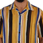 Yellow Striped Silk-Blend Men's Shirt