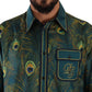 Peacock Feather Print Silk Shirt