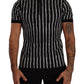 Elegant Striped Polo T-Shirt in Black