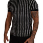 Elegant Striped Polo T-Shirt in Black