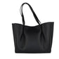 Emilia Large East West Black Pebbled Leather Tote Handbag Purse Bag