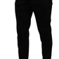 Elegant Slim Fit Dress Pants in Black Brocade