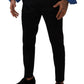 Elegant Slim Fit Dress Pants in Black Brocade