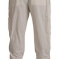 Elegant Off White Cargo Pants - Regular Fit