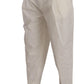 Elegant White Cotton Stretch Dress Pants