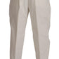 Elegant White Cotton Stretch Dress Pants