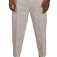 Elegant White Cotton Stretch Dress Pants