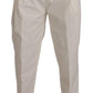 Elegant White Cotton Stretch Dress Pants