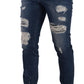 Elegant Distressed Slim Fit Denim Jeans