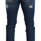 Elegant Distressed Slim Fit Denim Jeans