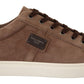 Elegant Brown Leather Sneakers for Men