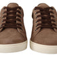 Elegant Brown Leather Sneakers for Men