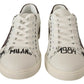 Italian Casual Leather Sneakers in White & Bordeaux