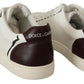 Italian Casual Leather Sneakers in White & Bordeaux