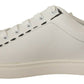 Italian Casual Leather Sneakers in White & Bordeaux
