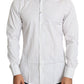 Elegant White Striped Cotton Dress Shirt