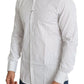 Elegant White Striped Cotton Dress Shirt