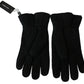 Elegant Black Leather Biker Gloves