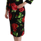 Elegant Floral Print Silk Sheath Dress