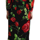 Elegant Floral Print Silk Sheath Dress