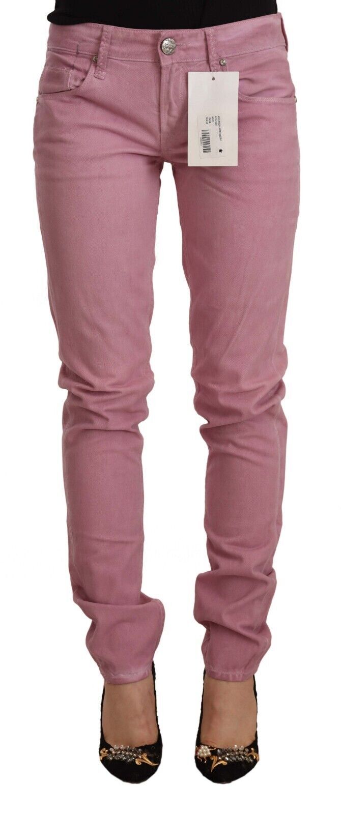 Elegant Pink Slim Fit Denim Jeans