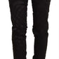 Elegant Black Slim Fit Embellished Jeans