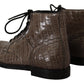 Elegant Crocodile Derby Brogue Boots