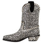 Crystal-Embellished Black Suede Boots