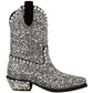 Crystal-Embellished Black Suede Boots