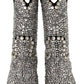 Crystal-Embellished Black Suede Boots