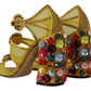 Stunning Crystal-Embellished Yellow Leather Sandals