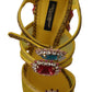 Stunning Crystal-Embellished Yellow Leather Sandals