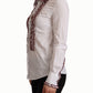 Elegant White Cotton Long Sleeve Polo Top