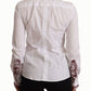 Elegant White Cotton Long Sleeve Polo Top