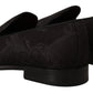 Black Floral Brocade Slippers