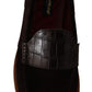 Elegant Suede Crocodile Loafers in Brown