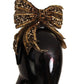 Gold Crystal Beaded Sequined Silk Bow Headband Diadem