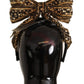 Gold Crystal Beaded Sequined Silk Bow Headband Diadem