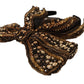 Gold Crystal Beaded Sequined Silk Bow Headband Diadem