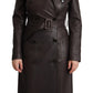 Elegant Double-Breasted Lambskin Leather Coat