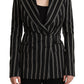 Elegant Striped Wool Stretch Jacket