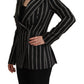 Elegant Striped Wool Stretch Jacket