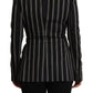 Elegant Striped Wool Stretch Jacket