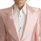 Elegant Pink Silk Blazer Jacket