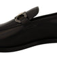 Suave Black Leather Gancio Bit Loafers