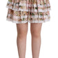 Elegant Lily Print Tiered A-Line Mini Skirt